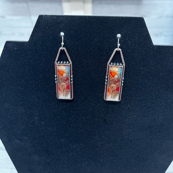 Jewelry - Artistic Red and Orange Dangle Earrings